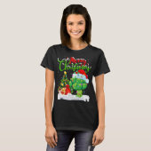 Xmas Tree Lights Santa Hat Vegetable Broccoli Chri Tシャツ (正面フル)