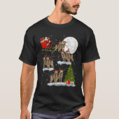 Xmas Tree Lights Santa Riding German Shepherd Dog Tシャツ (正面)