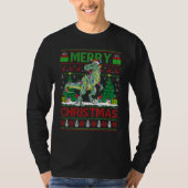 Xmas Tree Lights Ugly Santa Spinosaurus Dinosaur C Tシャツ (正面)