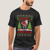 Xmas Tree Lights Ugly Style Santa Roller Skating C Tシャツ (正面)
