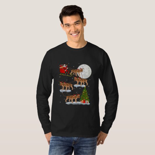 Xmas Tree Santa Riding English Cocker Spaniel Tシャツ (正面フル)