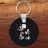 Xmas Tree Santa Riding Hammerhead Shark Funny Chri キーホルダー (正面)