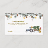 X'mas Tree Tractor Bear Diaper Raffle Baby Shower エンクロージャーカード (正面)