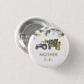 X'mas Tree Tractor Bear Mother To Be Baby Shower 缶バッジ (正面&裏面)
