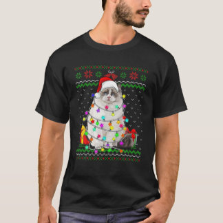 Xmas Ugly Sweater Christmas Lights Cat Kitten Love Tシャツ
