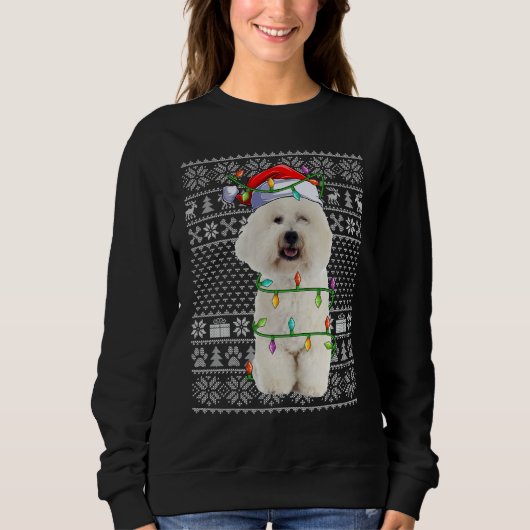 Xmas Ugly Sweater Style Santa Bichon Frise Dog Chr スウェットシャツ (正面)