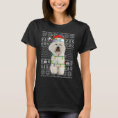 Xmas Ugly Sweater Style Santa Bichon Frise Dog Chr Tシャツ (正面)