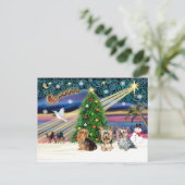 XmasMagicヨークシャーテリアトリオ シーズンポストカード (スタンド正面)