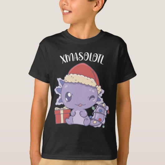 XmasolotlかわいいAxolotlクリスマス Tシャツ (正面)