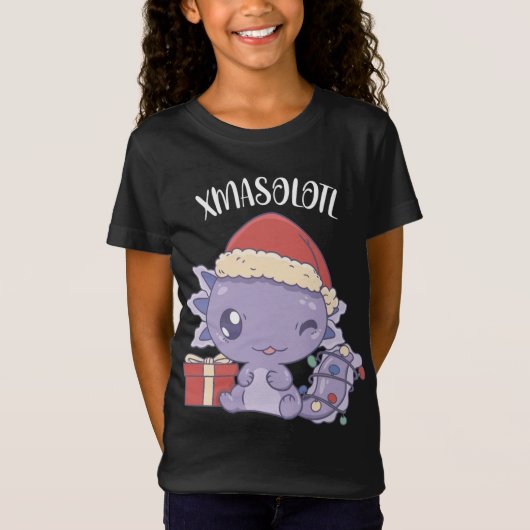 XmasolotlかわいいAxolotlクリスマス Tシャツ (正面)