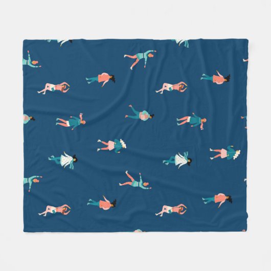 Xmass冬メリーテーマネイビーかわいい氷 フリースブランケット (正面(横))