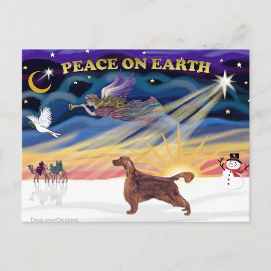 XmasSunrise – アイリッシュセッター1 シーズンポストカード (正面)