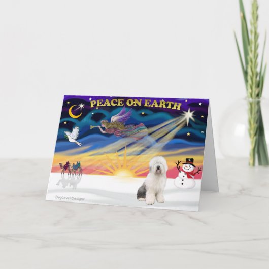 XmasSunrise-Old English Sheepdog3 シーズンカード (正面)