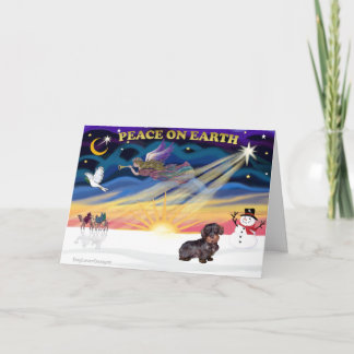 XmasSunrise-WireHaired Dachshund シーズンカード