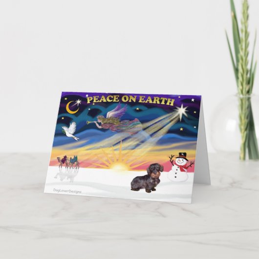 XmasSunrise-WireHaired Dachshund シーズンカード (正面)