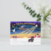 XmasSunrise-WireHaired Dachshund シーズンポストカード (スタンド正面)