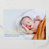 XOゴールドフォイル誕生のお知らせ 箔招待状 (正面)