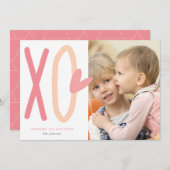 XOハートバレンタインデーの写真カード (正面/裏面)