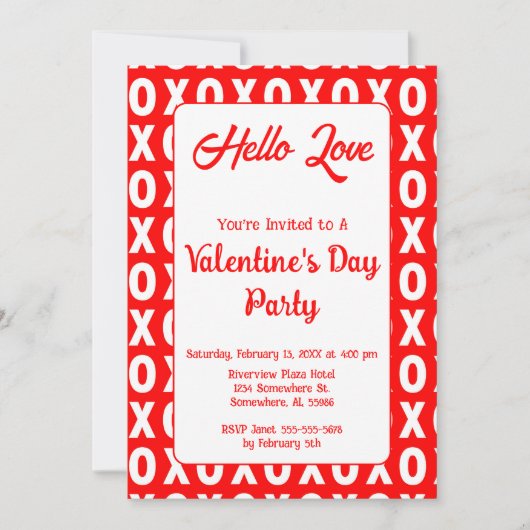 XOバレンタインデーパーティー 招待状 (正面)