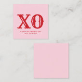 XOピンクと赤タイポグラフィかわいいバレンタインデー エンクロージャーカード (正面/裏面)