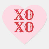 XOピンク赤かわいいモダンタイポグラフィ ハートシール (正面)