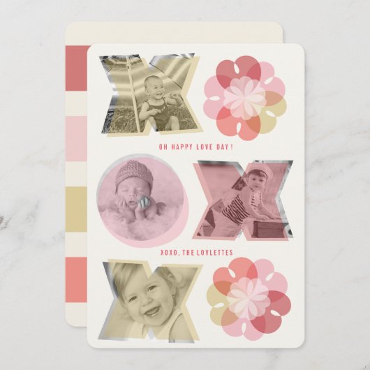 XOラブ&キスラブハートバレンタインデー写真 シーズンカード (正面/裏面)