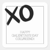 XO白黒ガールフレンズガレンティンの日 スクエアシール (正面)