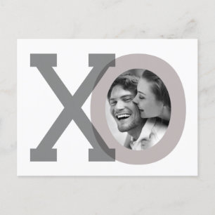 XO グレー 結婚式 Save Date フォト ポストカード