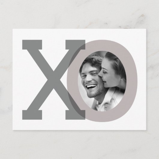 XO グレー 結婚式 Save Date フォト ポストカード (正面)