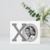 XO グレー 結婚式 Save Date フォト ポストカード (スタンド正面)