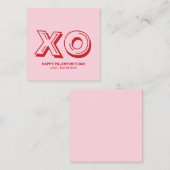 XO バレンタインデーおめでとう ピンク 赤 モダン カスタム エンクロージャーカード (正面/裏面)