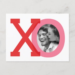 XO 赤い結婚式のバレンタイン Save Date フォトポストカード 案内ポストカード