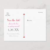 XO 赤い結婚式のバレンタイン Save Date フォトポストカード 案内ポストカード (裏面)