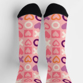 XO Hearts Love Pattern Crew Socks ソックス (上部)