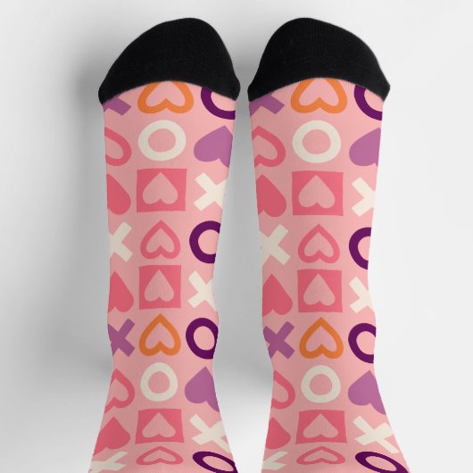 XO Hearts Love Pattern Crew Socks ソックス (上部)