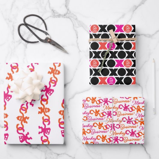 XO Monkey Business Wrapping Paper ラッピングペーパーシート (正面)