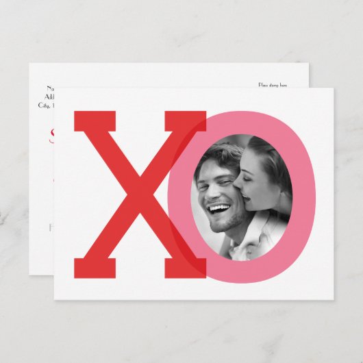 XO Redのバ結婚レンタインデー救ト写真はがき 案内ポストカード (正面/裏面)
