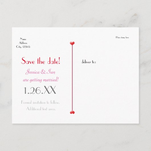 XO Redのバ結婚レンタインデー救ト写真はがき 案内ポストカード (裏面)