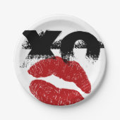 XO XOキスmeレトロ紙プレート/ BBQ,おもしろいパーティー ペーパープレート (正面)