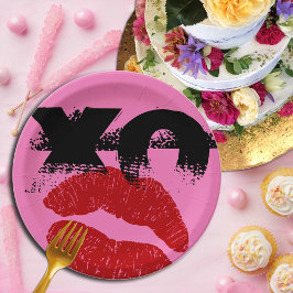 XO XOキスmeレトロ紙プレート/ BBQ,おもしろいパーティー ペーパープレート