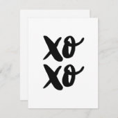 xo.XO.バレンタインの抱擁とキス。ブラック シーズンカード (正面/裏面)