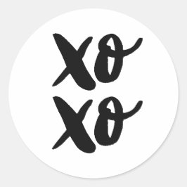 xo.XO.バレンタインの抱擁とキス。ブラック ラウンドシール
