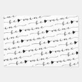 XO XO Be Mineホワイト&ブラック書道バレンタイン ラッピングペーパーシート (正面3)