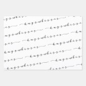 XO XO Be Mineホワイト&ブラック書道バレンタイン ラッピングペーパーシート (正面3)