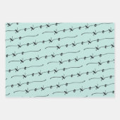 XO XO Be Mine Mint & Black書道バレンタイン ラッピングペーパーシート (正面)