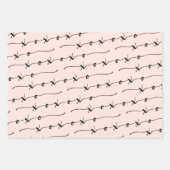 XO XO Be Mine Pink & Black書道バレンタイン ラッピングペーパーシート (正面)