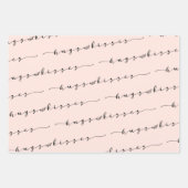 XO XO Be Mine Pink & Black書道バレンタイン ラッピングペーパーシート (正面3)