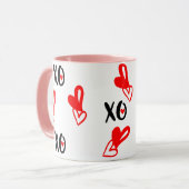 XO XO Heart Valentines Day Mug - Cute Kawaii Love マグカップ (正面左)