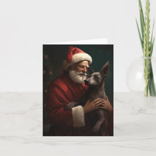 Xoloitzcuintliとサンタクロースフェスティバルクリスマス カード (正面)