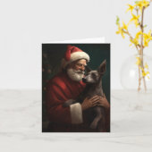 Xoloitzcuintliとサンタクロースフェスティバルクリスマス カード (黄色い花)